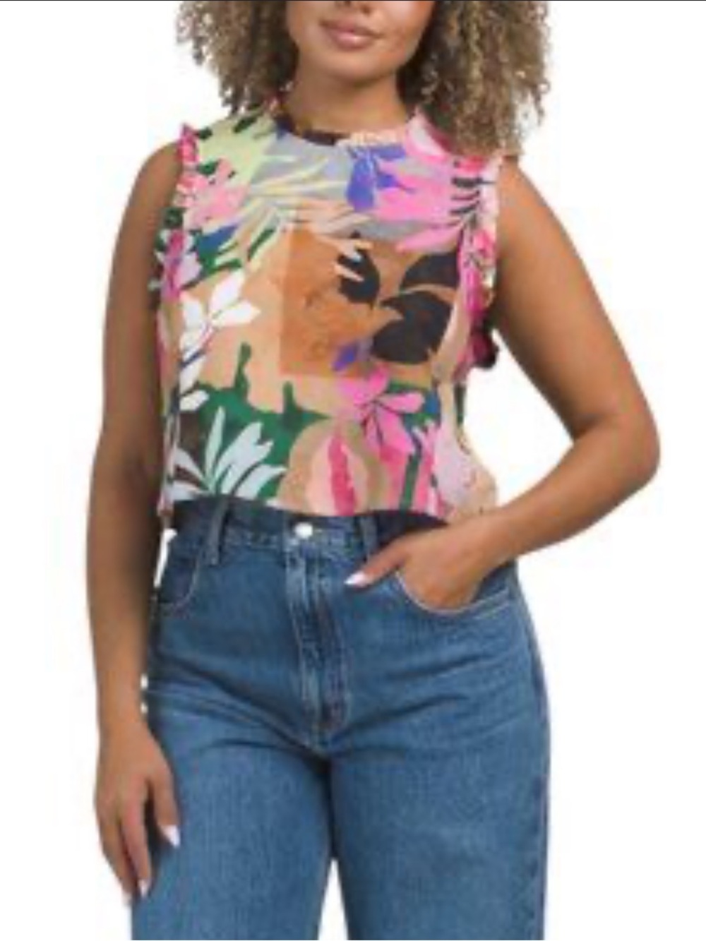 NWT Anthropologie dRa Los Angeles Tropical Floral Multicolor Aviana Tank Top S